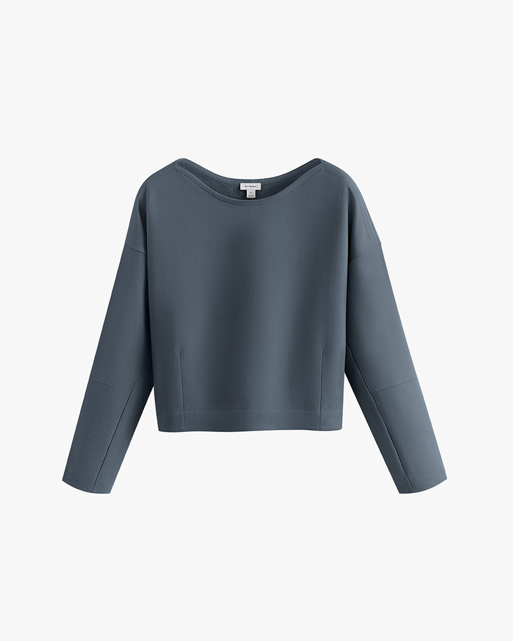 Long-sleeve pullover top on white background.