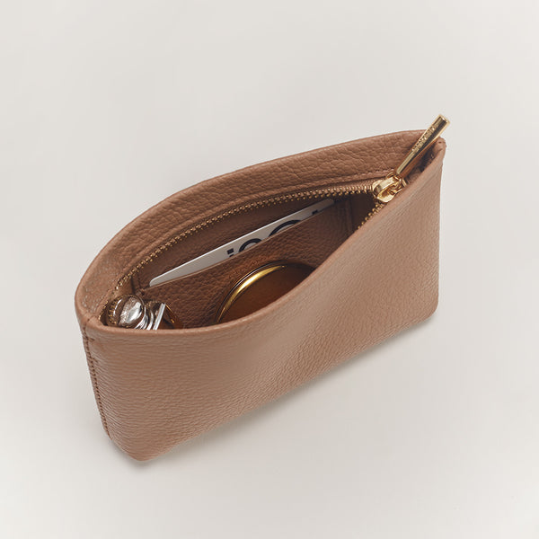 Women s Nano Zipper Pouch in Beige Pebbled Leather by Cuyana Gifts for Women