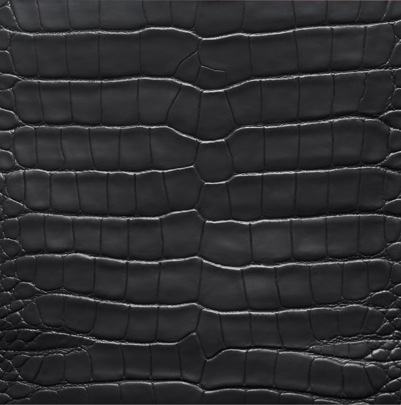 Croc-embossed leather pattern close-up.