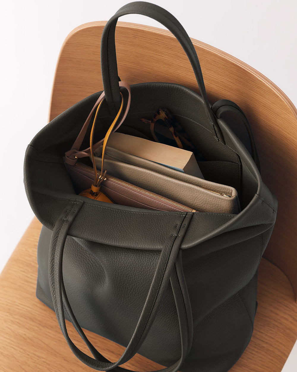 Unstructured Leather Book Bag