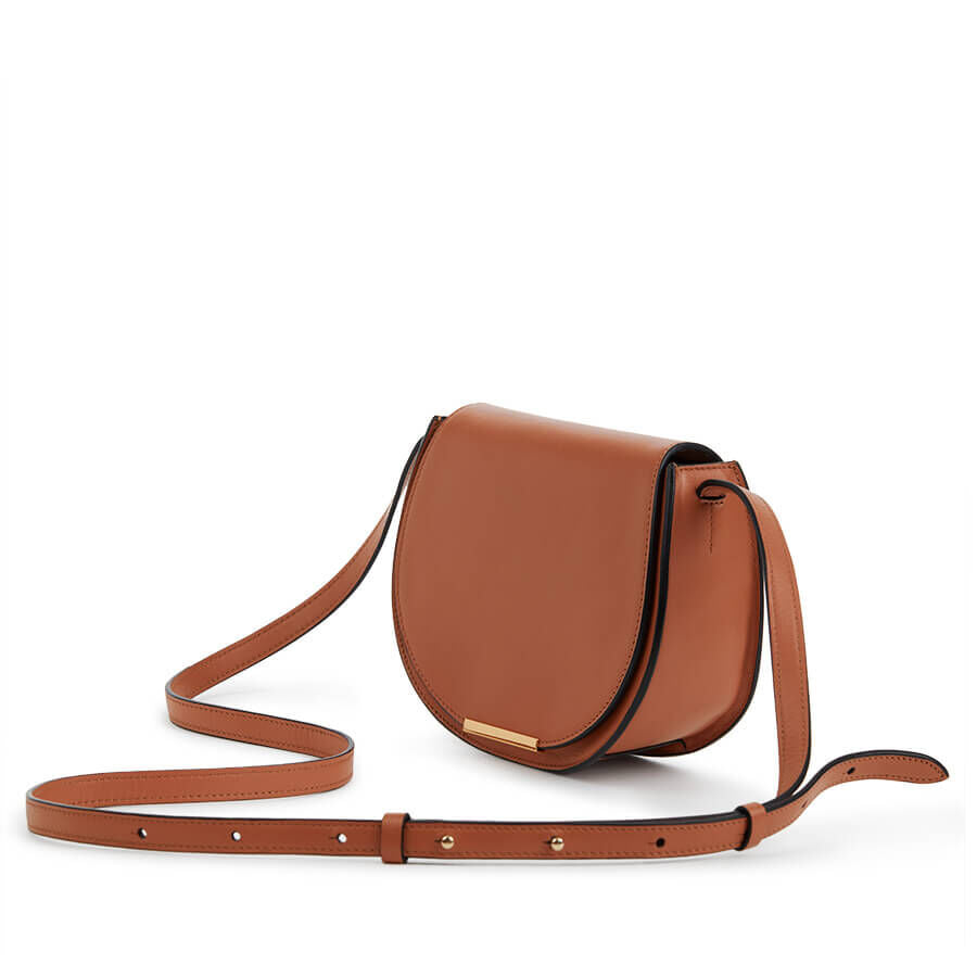 Round shoulder bag with long adjustable strap