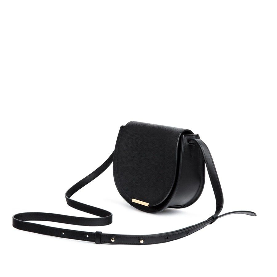 Crossbody bag with adjustable strap and front clasp closure