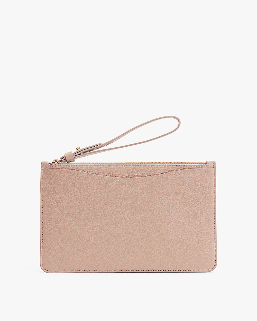 Wristlet clutch with a zipper and attached strap