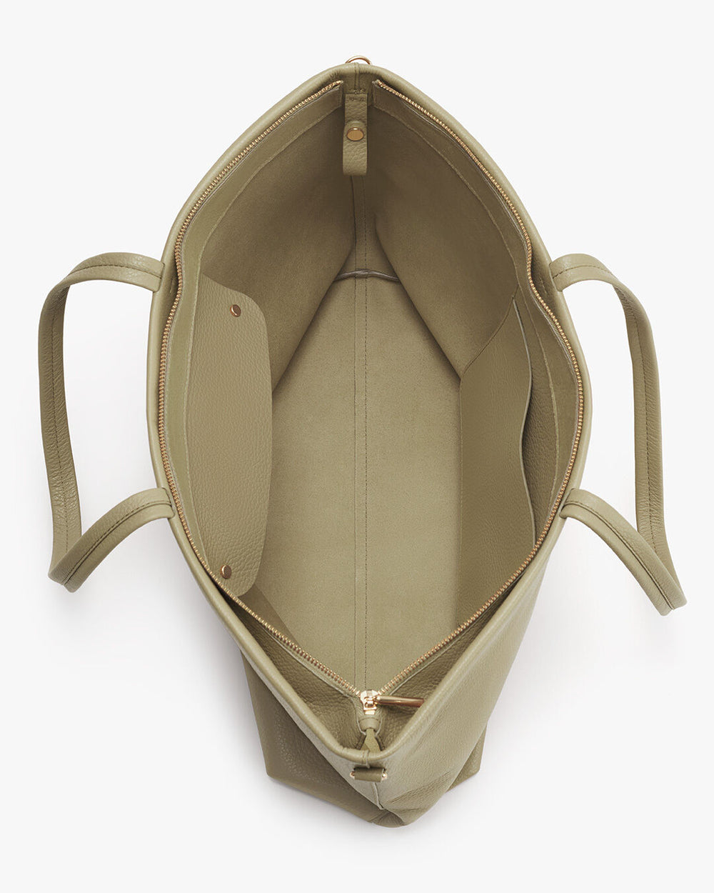 Open backpack showing internal compartments and a top zipper.