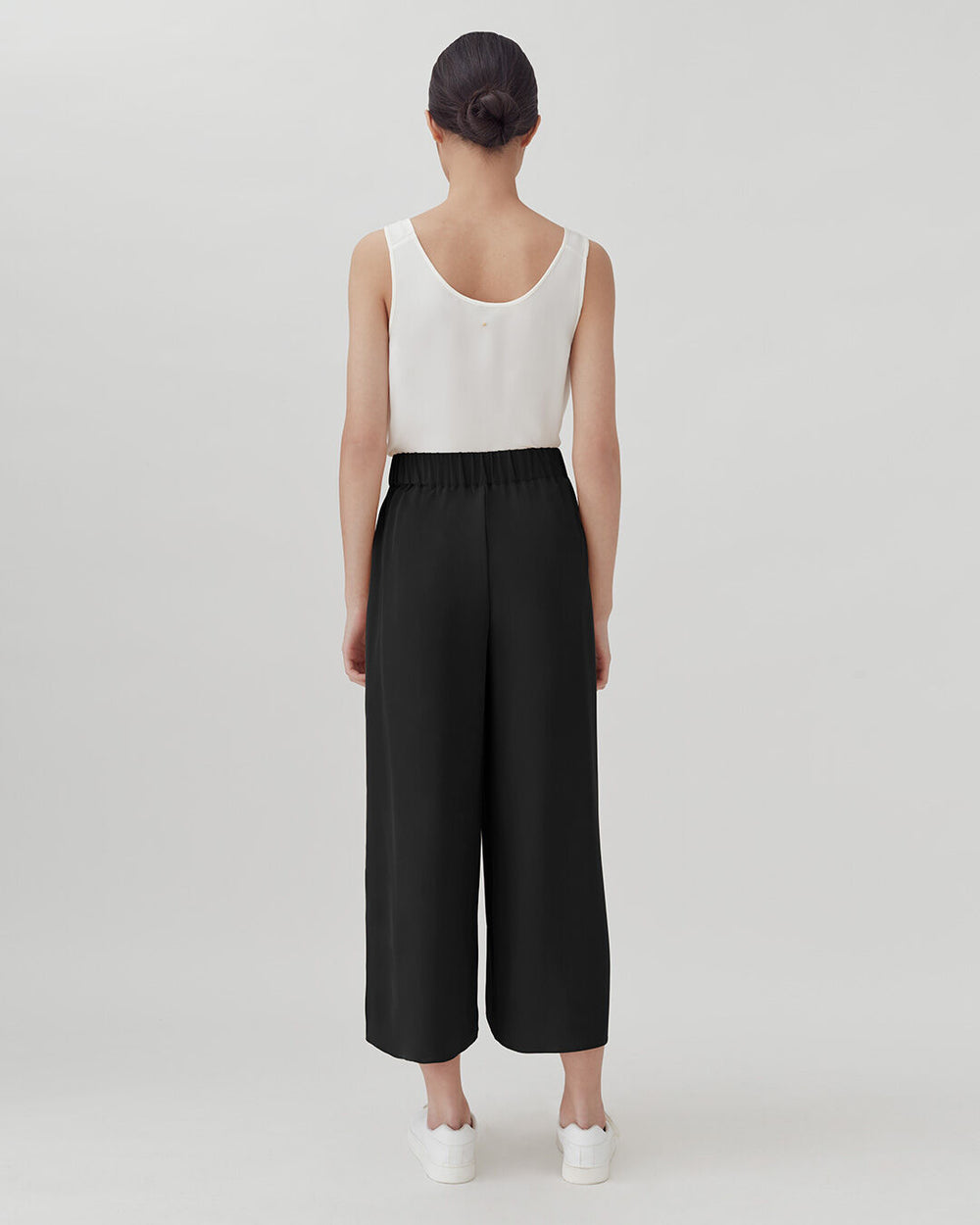 Washable Silk Wide-Leg Cropped Pant