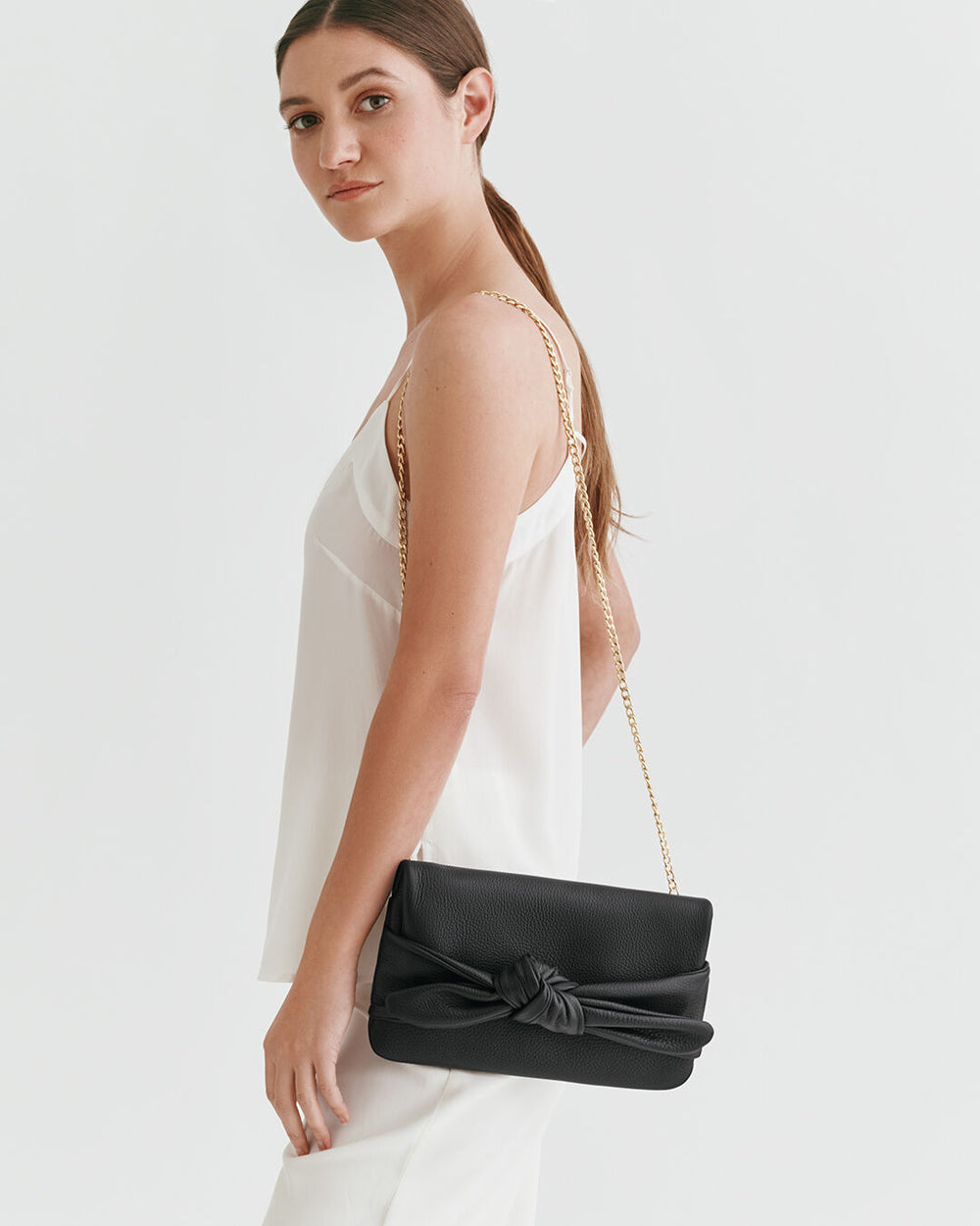Black Clutch Purse for Women Bow Knot, Glitter Evening Handbag