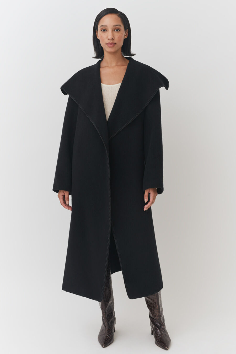 Wool Draped Collar Coat – Cuyana