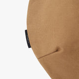 Close-up view of a beanie with a visible brand tag