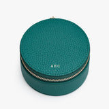 Round case with zipper and initials ABC on top