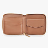 Open wallet with card slots and a pocket with flap.