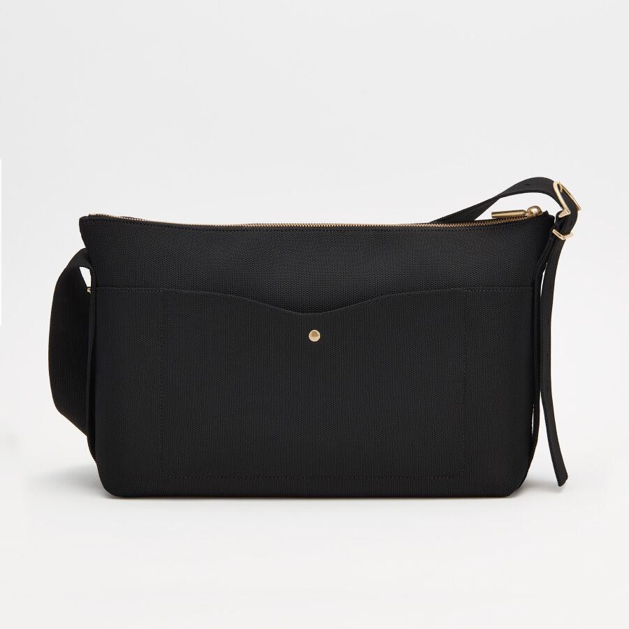 Handbag with shoulder strap and front pocket