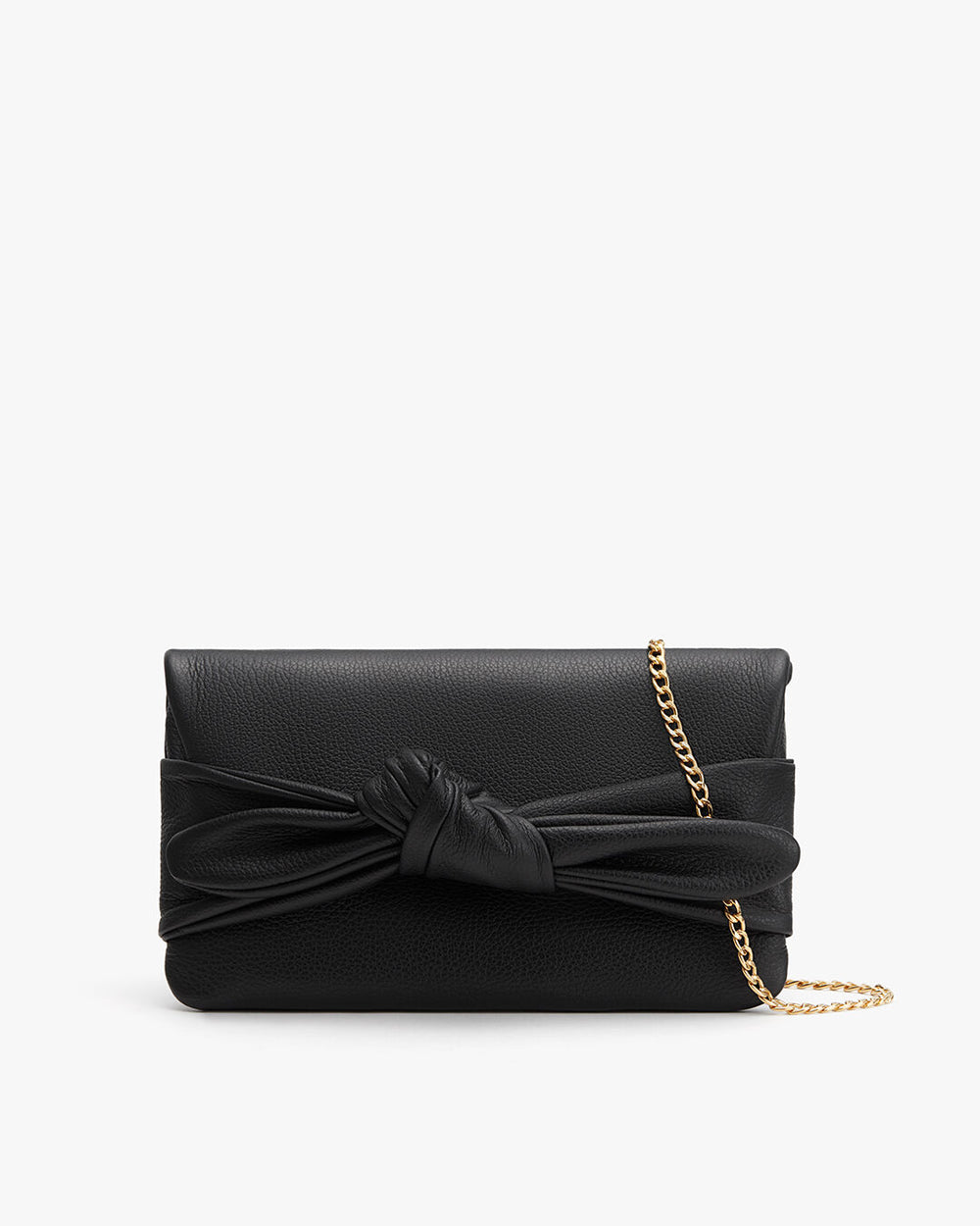 Leather and Bow Fold Over Clutch -