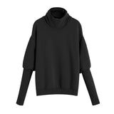 Black hoodie with long sleeves and a high neck