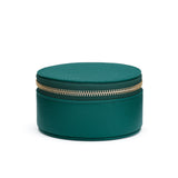 Round jewelry box with zipper closure