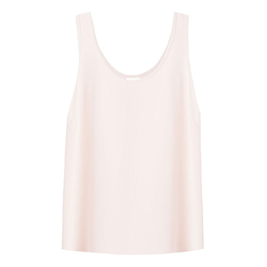 Sleeveless top with a scoop neckline.