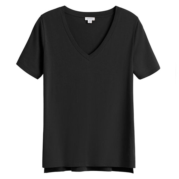 (取寄) カルバンクライン レディース ウィメンズ V-ネック Tシャツ   women Women's V-Neck T-Shirt Black Cotton Womens_Issue_V-neck_Black_-_-