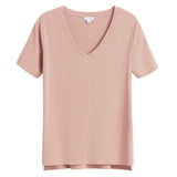 Plain V-neck T-shirt on plain background