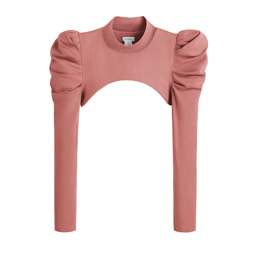 Blouse with puffy sleeves and a round neckline