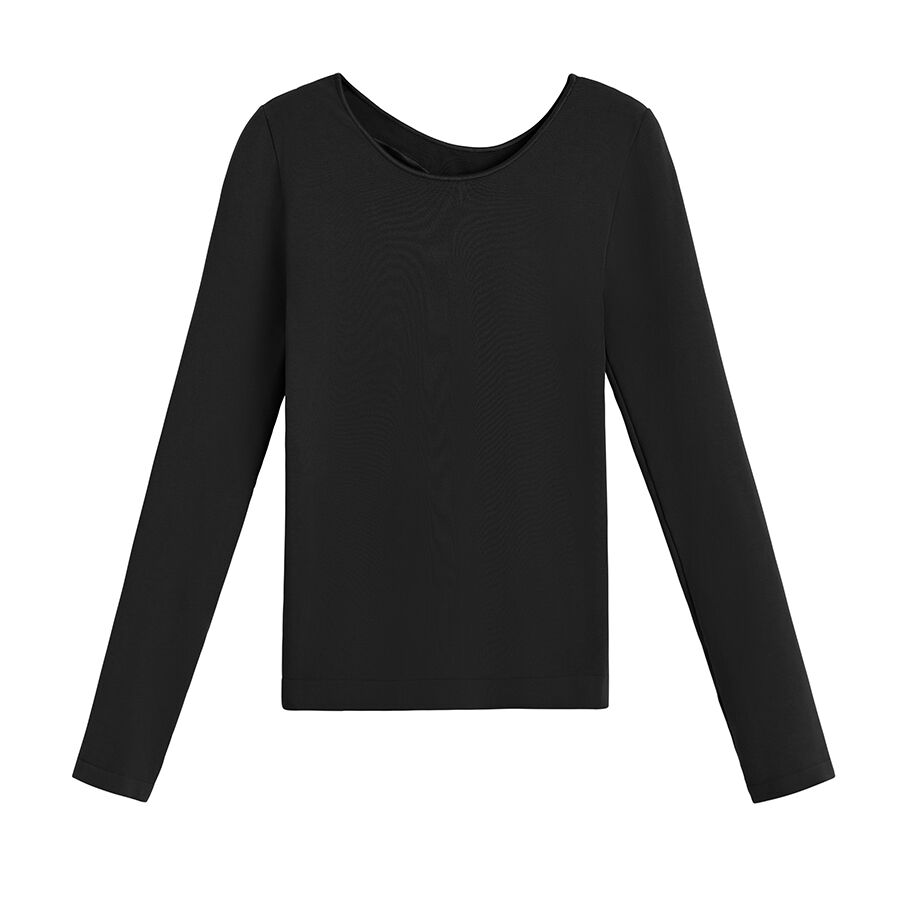 Long Sleeve Black Shirt Women's: Ribbed Crew Neck Black Shirt – American  Tall