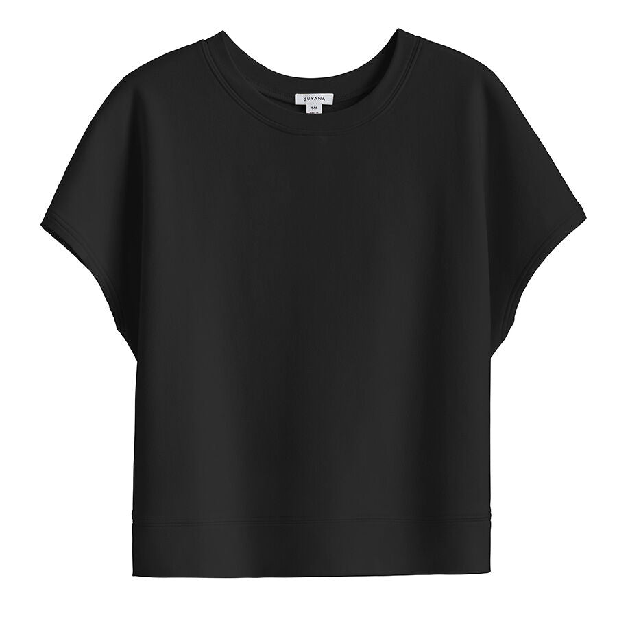 Plain short-sleeved crop top on a white background.