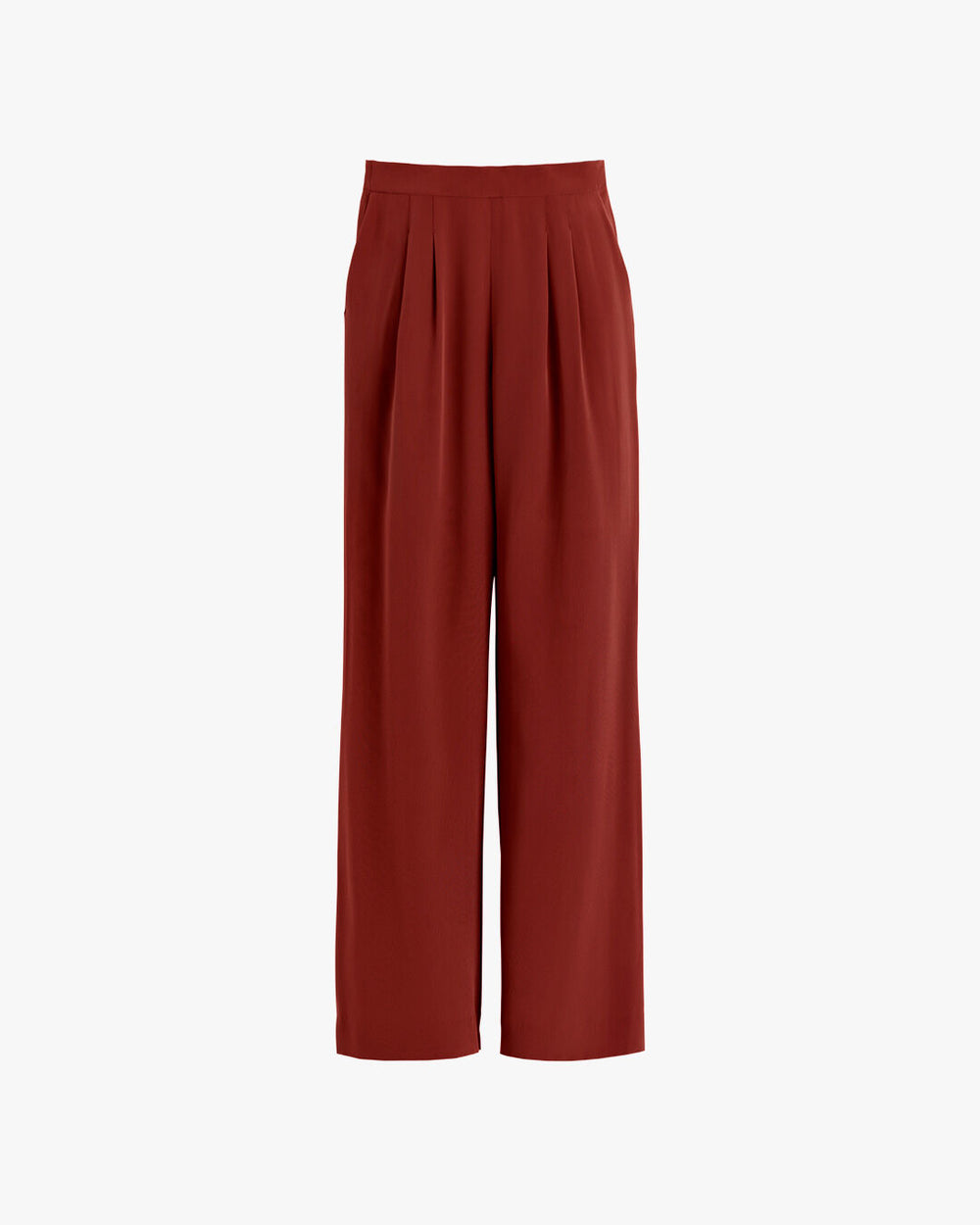 Pleated trousers on plain background