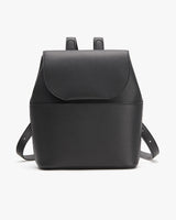 Backpack with a flap closure and shoulder straps.