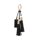 Keychain with two tassels and attached square tag