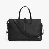 Black tote bag with handles and a shoulder strap, initials A.O.C on front.