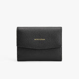 Small textured wallet with a branded monogram on the front.