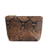 Small zippered cosmetic pouch on a white background.