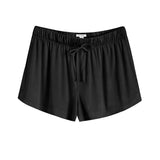 Shorts with an elastic waistband and drawstring tie.