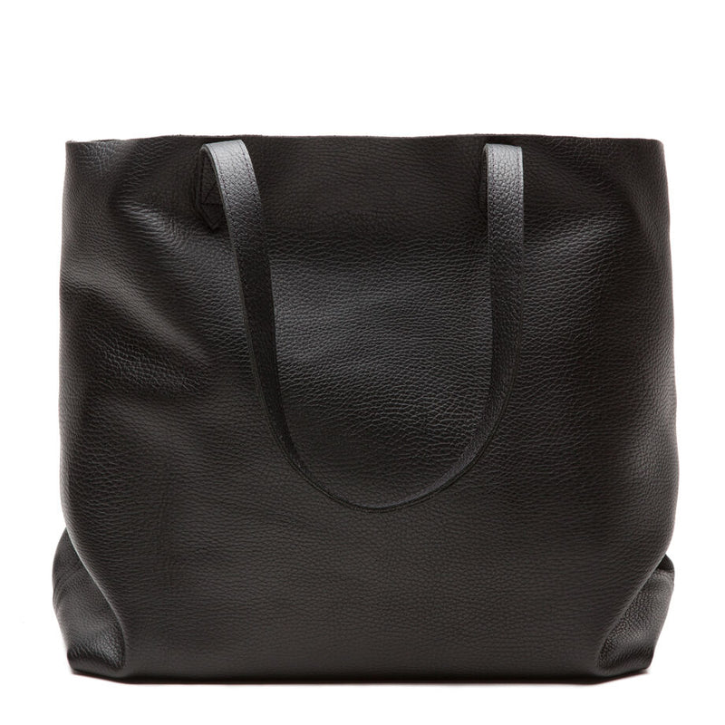 Simple tote bag with two handles standing upright.