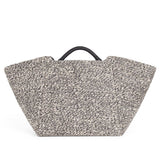 Large textured tote bag with two handles